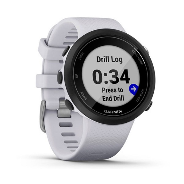 Garmin swim 2 negro con correa blanca piedra 42mm smartwatch diseñado para el agua 5atm gps
